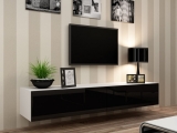 TV stolík Vigo (biela/čierny lesk) 140cm
