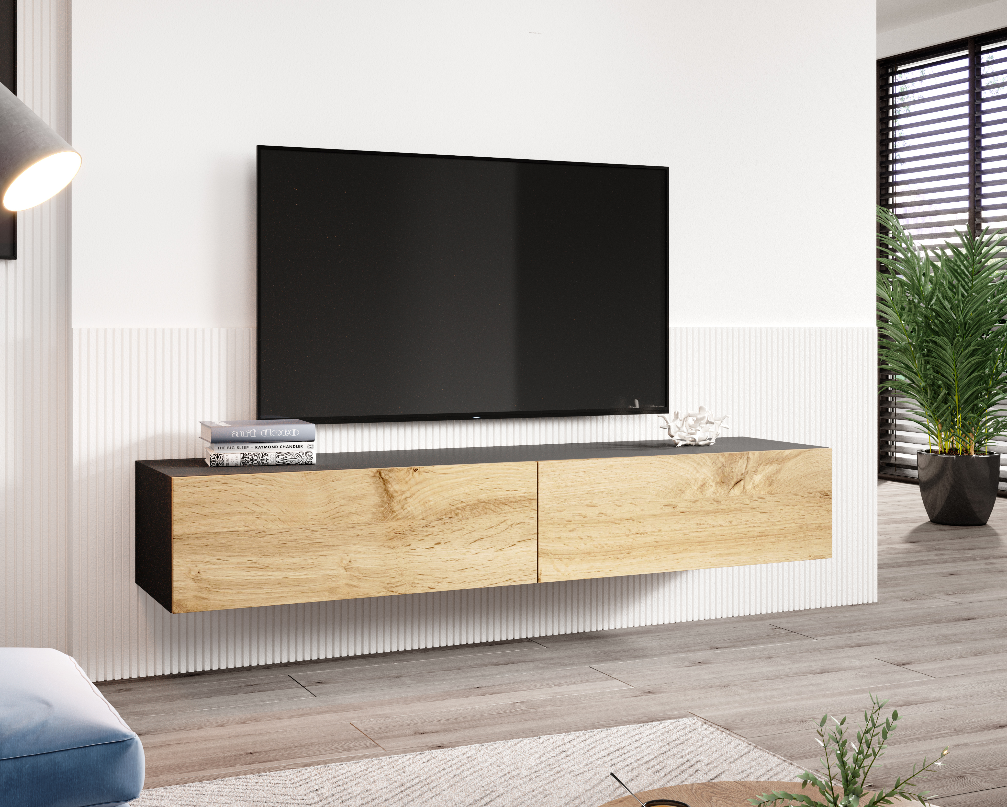 TV stolík Vigo (čierny/dub wotan)