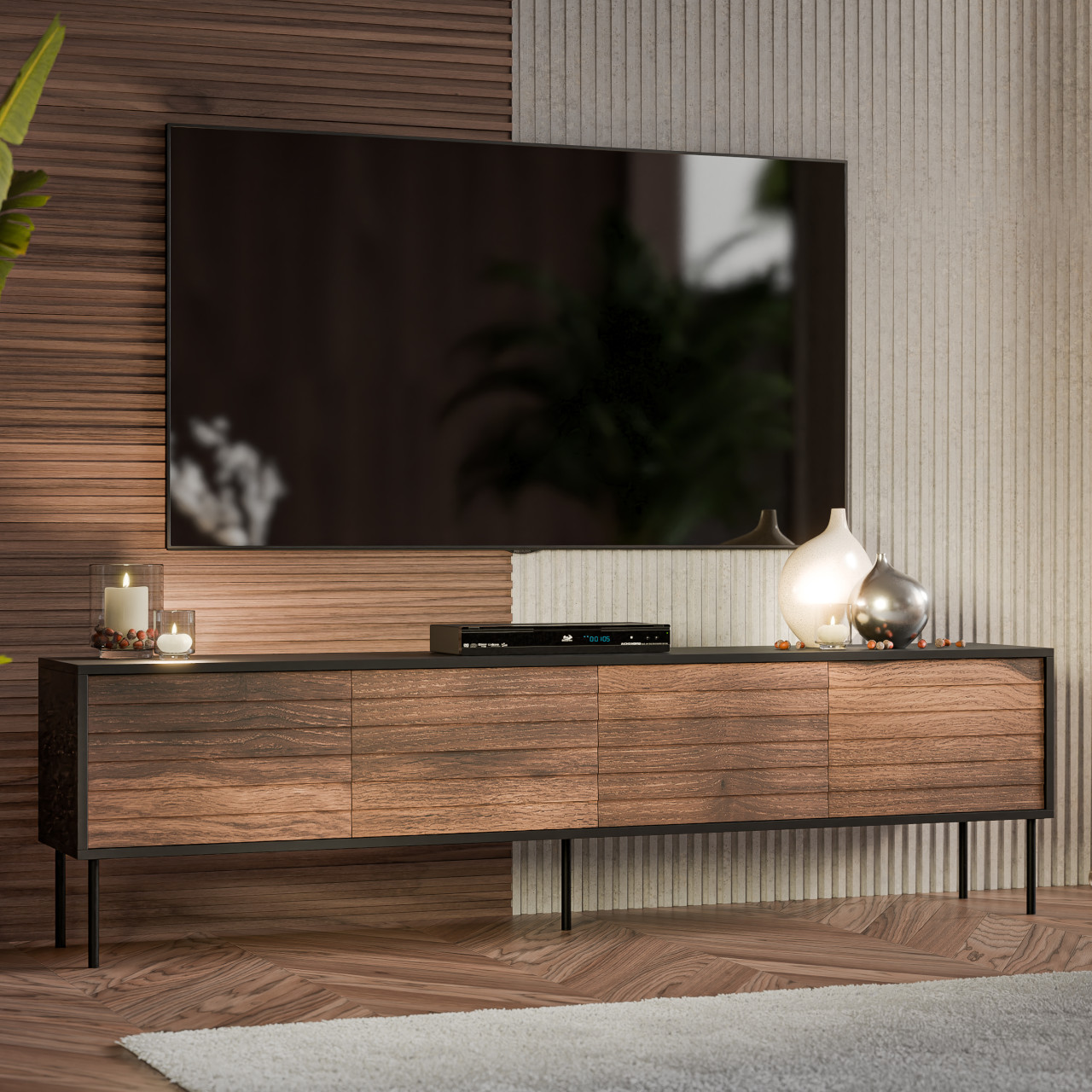 Cortina Tv stolík 200 čierny/orech
