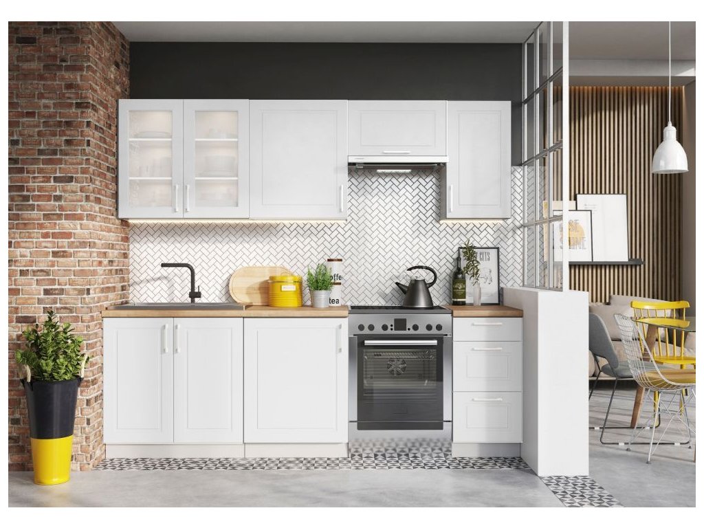 Kuchynská linka Natalia 180/240 cm biely lesk