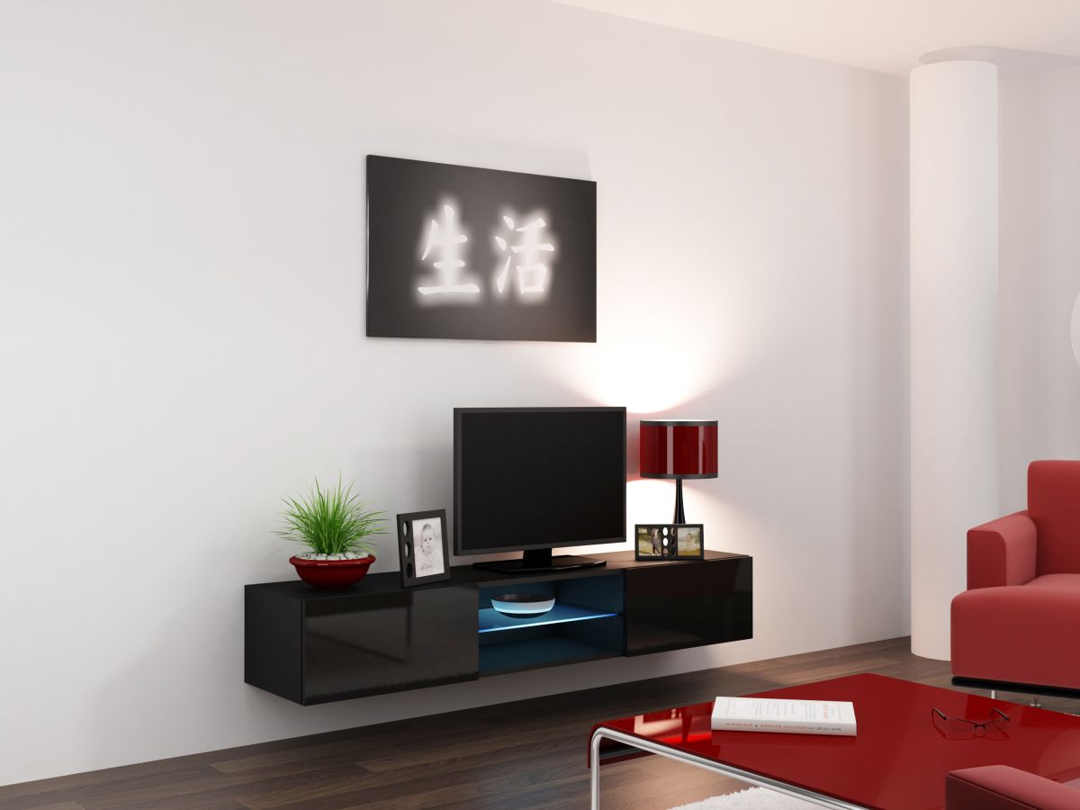 TV stolík Vigo Glass (čierna/čierny lesk)