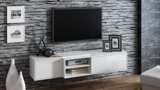 TV stolík závesný Sigma 1 (biela/biely lesk)