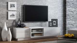TV stolík Sigma 1 (biela/biely lesk)