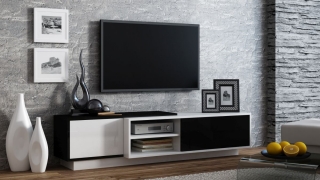 TV stolík Sigma 1 (čierny lesk/biely mat)