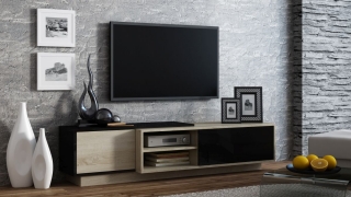 TV stolík Sigma 1 (dub sonoma/čierny lesk)